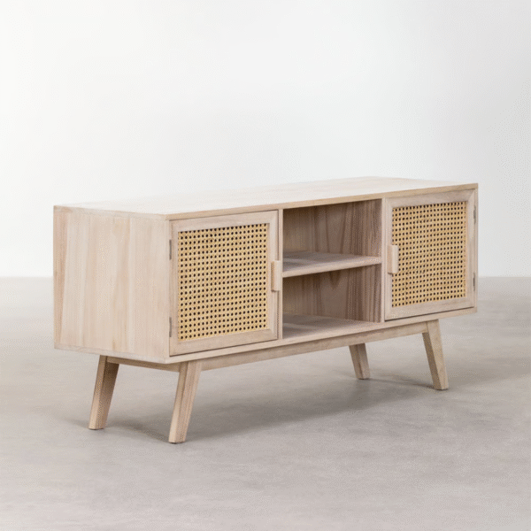 WoodBee Craft "The Aura" Premium Cane Entertainment Center