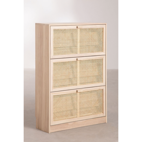 WoodBee Craft "The Solace" Premium Rattan Shoe Storage Cabinet