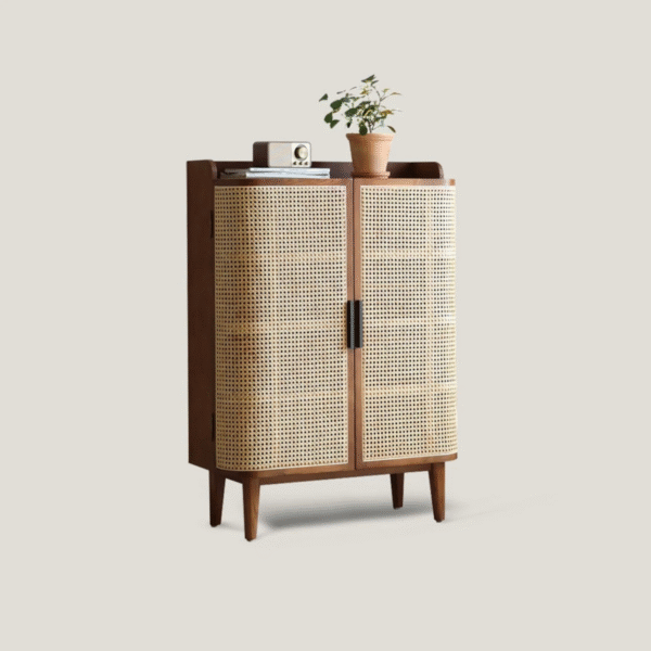 WoodBee Craft "The Haven" Premium Cane Shoe Storage Cabinet