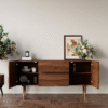 WoodBee Craft "The Ocean Tide" Premium Sculpted Wave Wood Sideboard