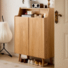 WoodBee Craft Solid Wood Entryway Shoe Cabinet with Display Top