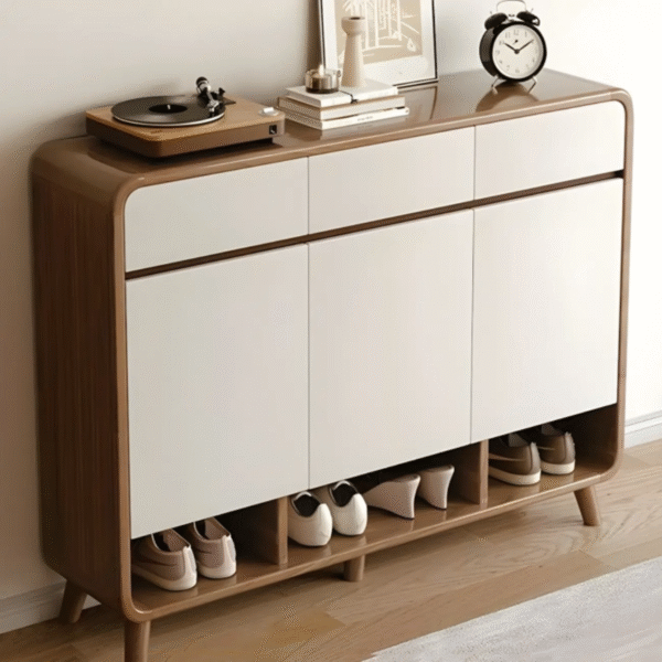 3 WoodBee Craft Premium Mid-Century Wooden Shoe Cabinet