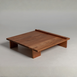 Minimalist square wood coffee table with low profile base design by WoodBee Craft