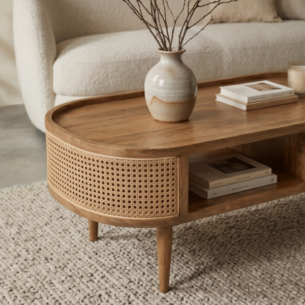WoodBee Craft "The Aura Capsule" Premium Capsule Rattan Coffee Table