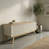 WoodBee Craft "The Nordic Ridge" Premium Modern Fluted Media Console
