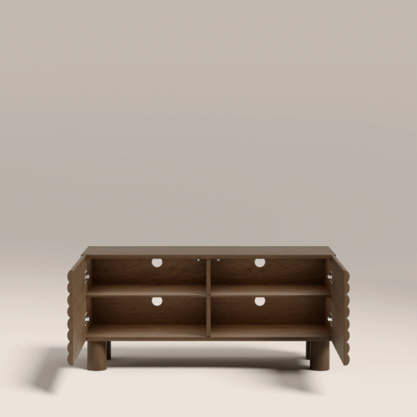 WoodBee Craft "The Ridge" Premium Fluted Wood TV Stand