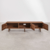 WoodBee Craft "The Meridian Line" Premium Low Profile Dark Wood TV Stand