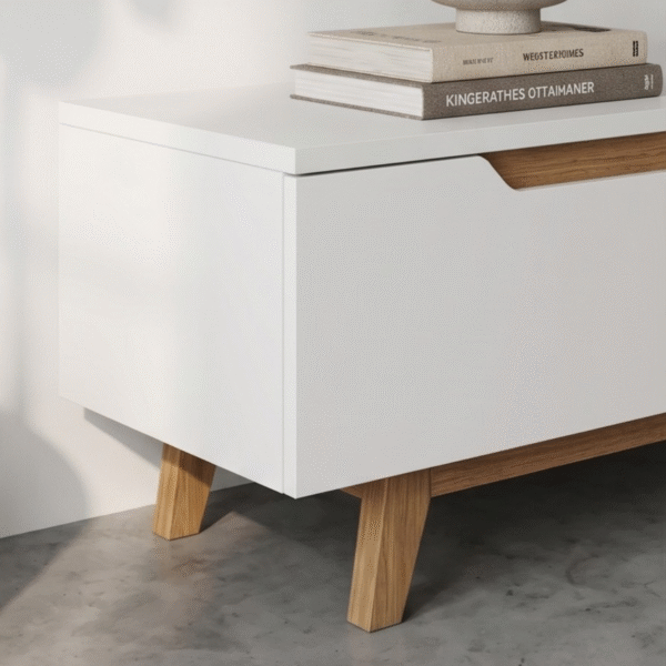 WoodBee Craft "The Nordic Horizon" Premium Minimalist White TV Console