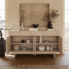 WoodBee Craft "The Serene Grid" Premium Minimalist Washed Wood Sideboard