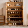 WoodBee Craft Solid Wood Entryway Shoe Cabinet with Display Top