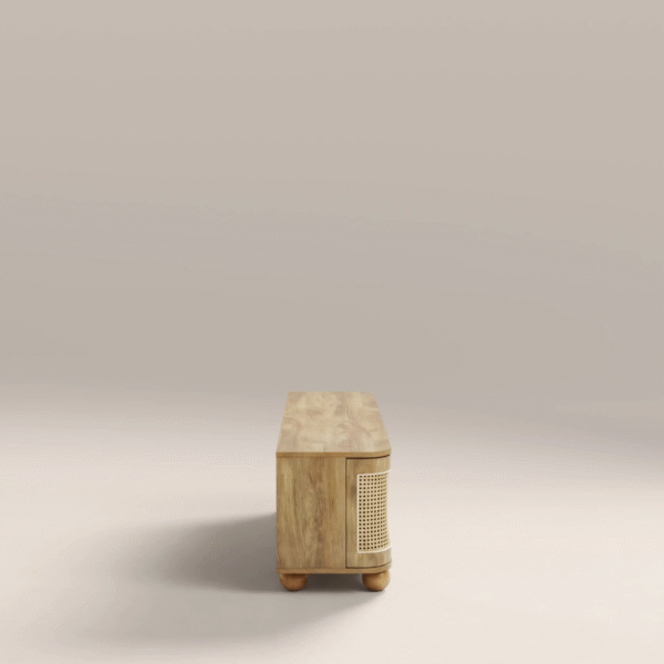 WoodBee Craft "The Rattan Crest" Premium Rattan Media Cabinet