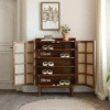 WoodBee Craft "The Haven" Premium Cane Shoe Storage Cabinet