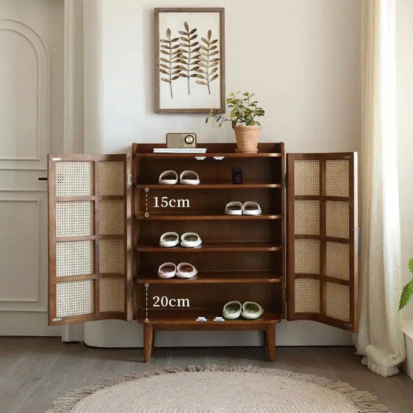 WoodBee Craft "The Haven" Premium Cane Shoe Storage Cabinet