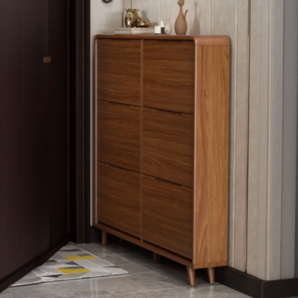 WoodBee Craft Wooden Shoe Cabinet - 6-Door Slim Tipping Bucket Storage