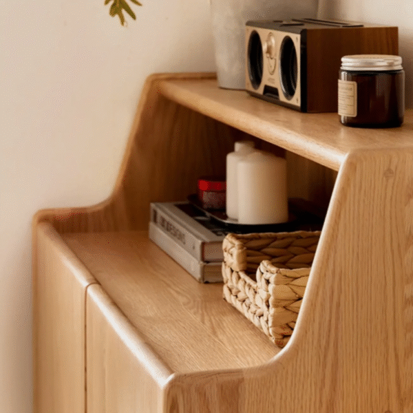 WoodBee Craft Solid Wood Entryway Shoe Cabinet with Display Top