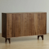 WoodBee Craft Fluted Wooden Shoe Sideboard - 3-Door Luxury Entryway Credenza