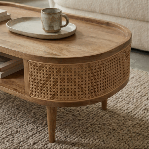 WoodBee Craft "The Aura Capsule" Premium Capsule Rattan Coffee Table