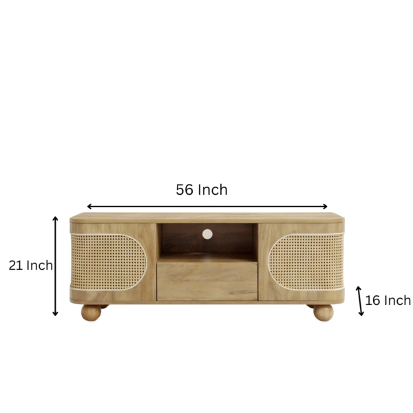 WoodBee Craft "The Rattan Crest" Premium Rattan Media Cabinet