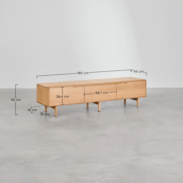 WoodBee Craft "The Meridian Line" Premium Low Profile Dark Wood TV Stand