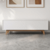 WoodBee Craft "The Nordic Horizon" Premium Minimalist White TV Console