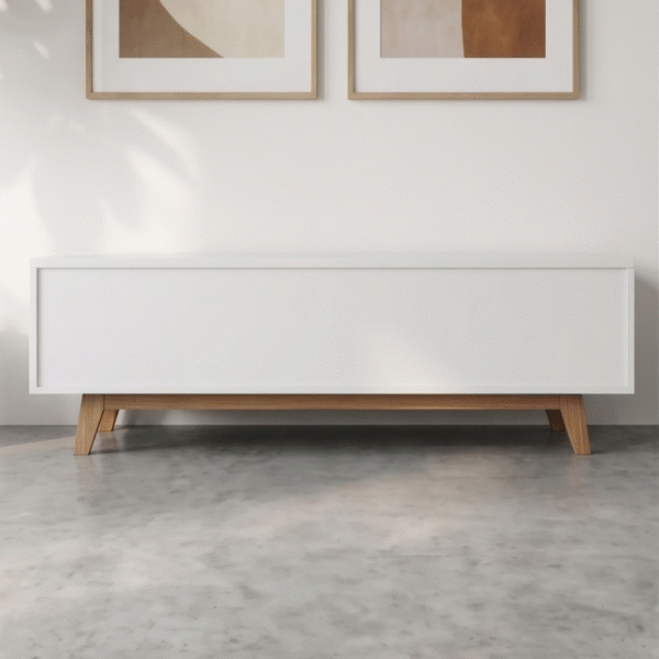 WoodBee Craft "The Nordic Horizon" Premium Minimalist White TV Console