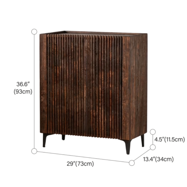 WoodBee Craft Slatted Wooden Shoe Cabinet - Luxury Dark Walnut Entryway Organizer