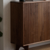 WoodBee Craft Fluted Wooden Shoe Sideboard - 3-Door Luxury Entryway Credenza