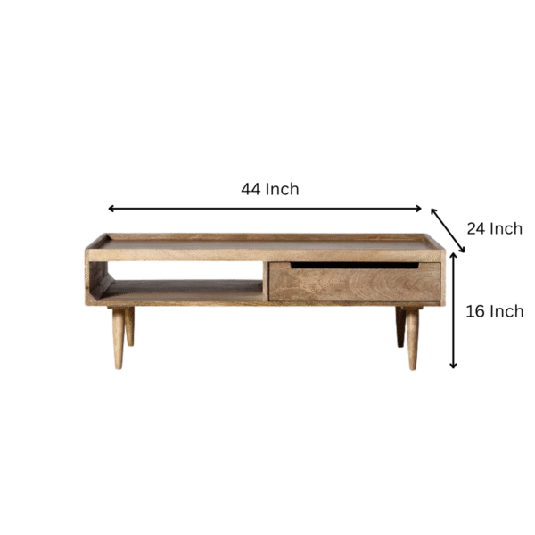 WoodBee Craft "The Lineage Storage" Premium Rectangular Wooden Coffee Table with Storage