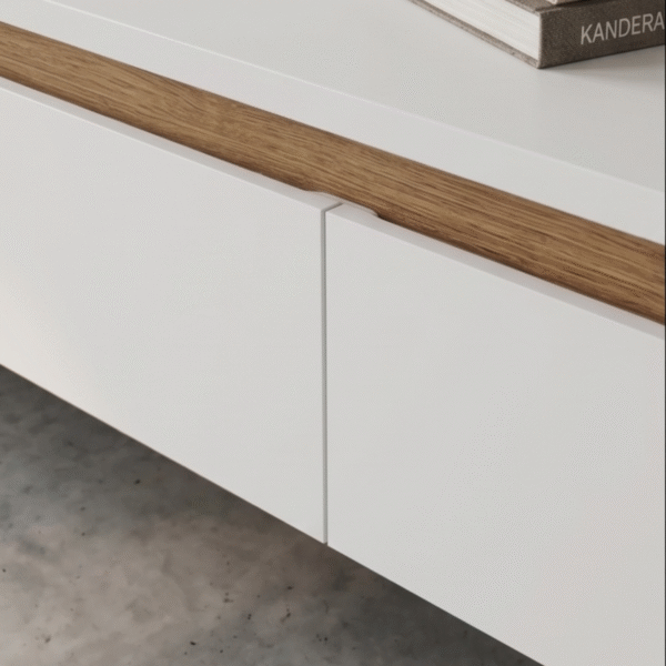 WoodBee Craft "The Nordic Horizon" Premium Minimalist White TV Console