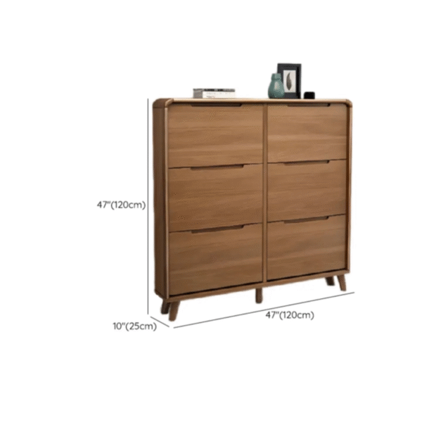 WoodBee Craft Wooden Shoe Cabinet - 6-Door Slim Tipping Bucket Storage
