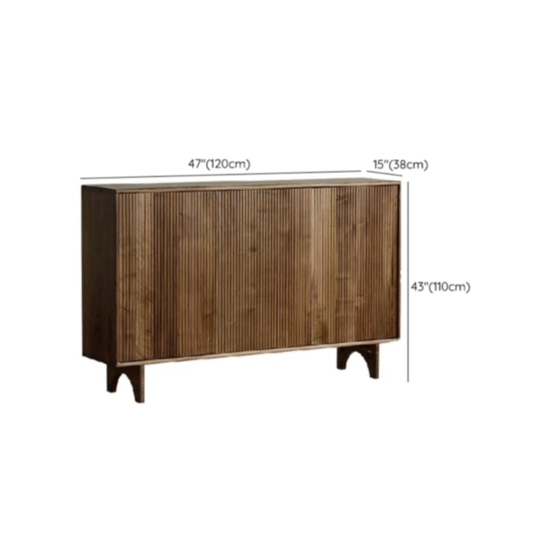 WoodBee Craft Fluted Wooden Shoe Sideboard - 3-Door Luxury Entryway Credenza