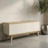 WoodBee Craft "The Nordic Ridge" Premium Modern Fluted Media Console