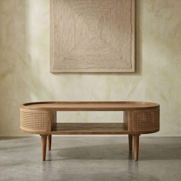 WoodBee Craft "The Aura Capsule" Premium Capsule Rattan Coffee Table