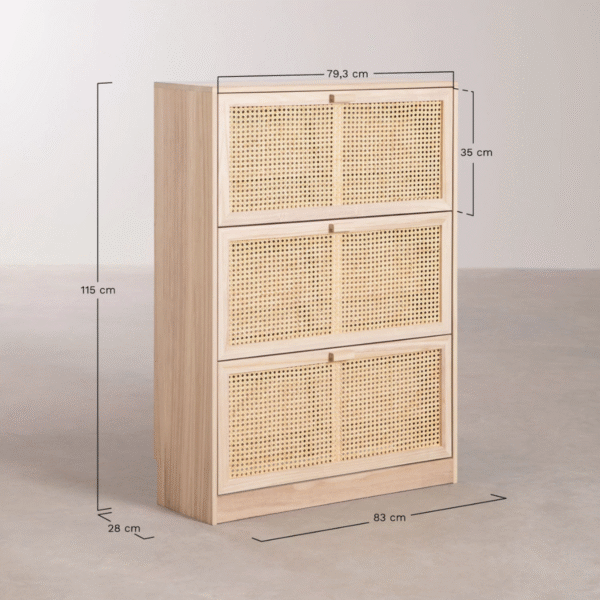 WoodBee Craft "The Solace" Premium Rattan Shoe Storage Cabinet