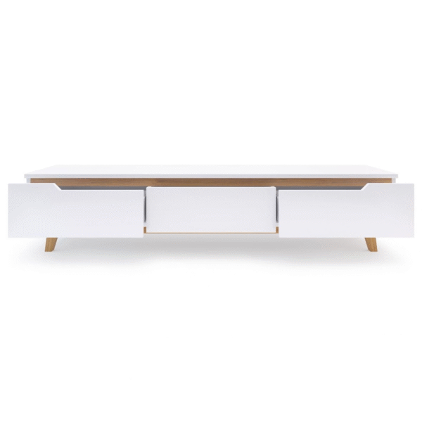 WoodBee Craft "The Nordic Horizon" Premium Minimalist White TV Console
