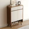 WBC-SR-001 Mid-century modern wooden shoe cabinet with matte white doors by WoodBee Craft