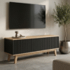 WoodBee Craft "The Nordic Ridge" Premium Modern Fluted Media Console