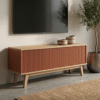 WoodBee Craft "The Nordic Ridge" Premium Modern Fluted Media Console