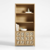 1 Modern minimalist natural cane grid bookcase with open display shelves and lower cane doors by WoodBee Craft
