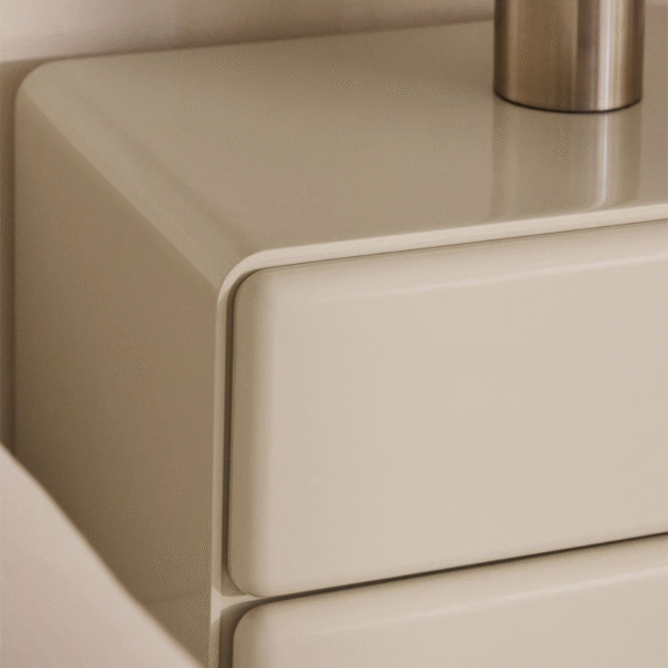 WoodBee Craft "The Lumina Capsule" Premium Capsule Minimalist Bedside Table