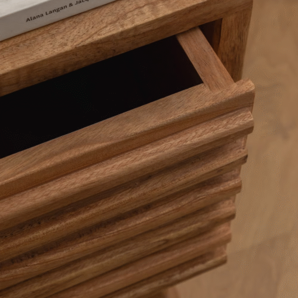 2 WoodBee Craft "The Louvre Horizon" Premium Slatted Wood Bedside Table