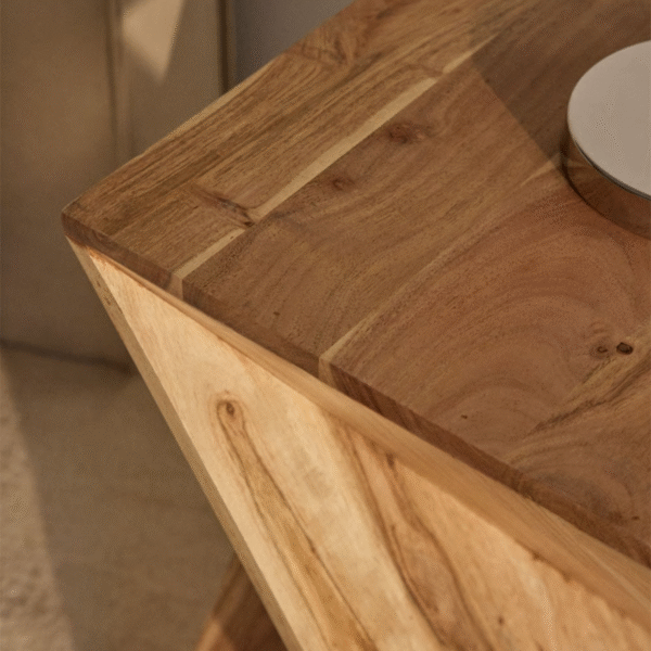 WoodBee Craft "The Helix Form" Premium Twisted Wood Accent Table
