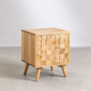 2 WoodBee Craft "The Checker Block" Premium Mosaic Wood Bedside Table