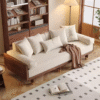 WoodBee Craft "The Horizon Waffle" Premium Solid Wood Trundle Couch
