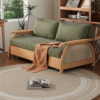 WoodBee Craft "The Emerald Arc" Premium Rattan Pull Out Sleeper Sofa