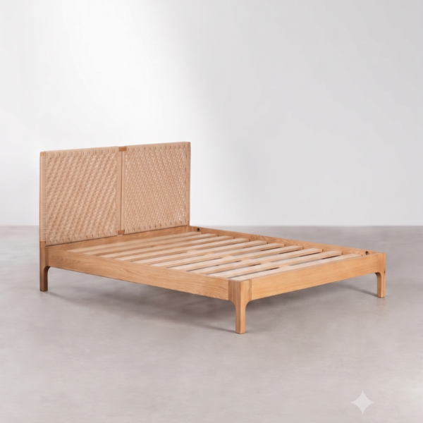 2 WoodBee Craft "The Chevron Loom" Premium Woven Cord Headboard Bed Frame