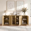 2 WoodBee Craft "The Sora Wave" Premium Natural Fluted Wood Credenza