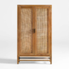 WoodBee Craft "The Solis Arched-Line" Premium Rattan Tall Storage Cabinet