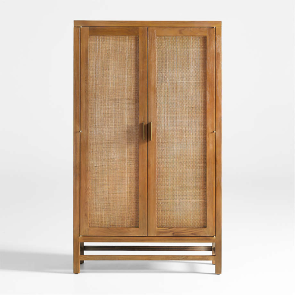 WoodBee Craft "The Solis Arched-Line" Premium Rattan Tall Storage Cabinet