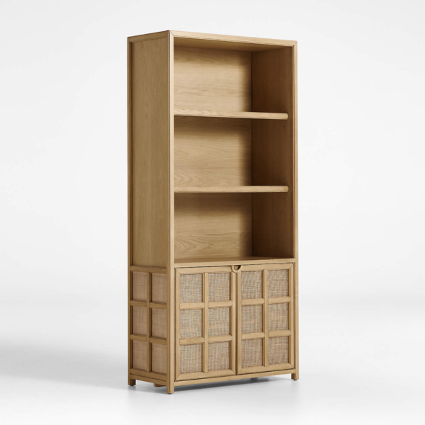2 WoodBee Craft "The Prairie Grid" Premium Natural Cane Grid Bookcase